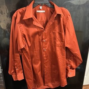 Vintage Geoffrey Beene M Men’s Shirt Sateen Orange Coral Color